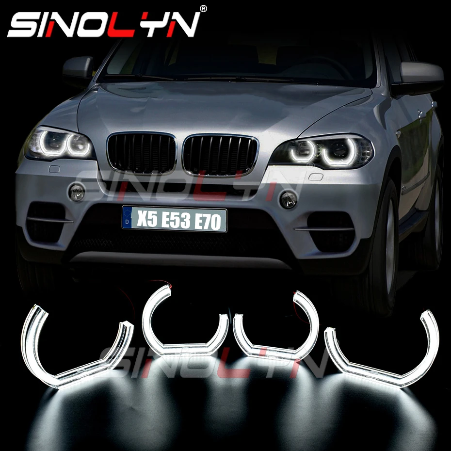 Sinolyn Angel Eyes LED For BMW X5 E70/E53 Xenon Headlight Light Ring DTM Halo Lamps LED Tuning Switchback Turn Signal Retrofit