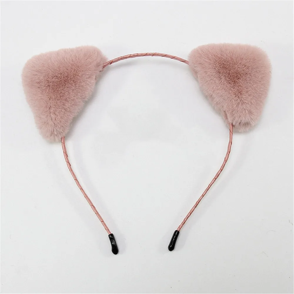Cat Ears - Pink Сладкий корейский стиль кошачьи уши шарики плюшевый ободок Девушки Женщины Прекрасный ободок для волос обруч для дня рождения использовать аксессуары для волос - Цвет: Cat Ears - Pink