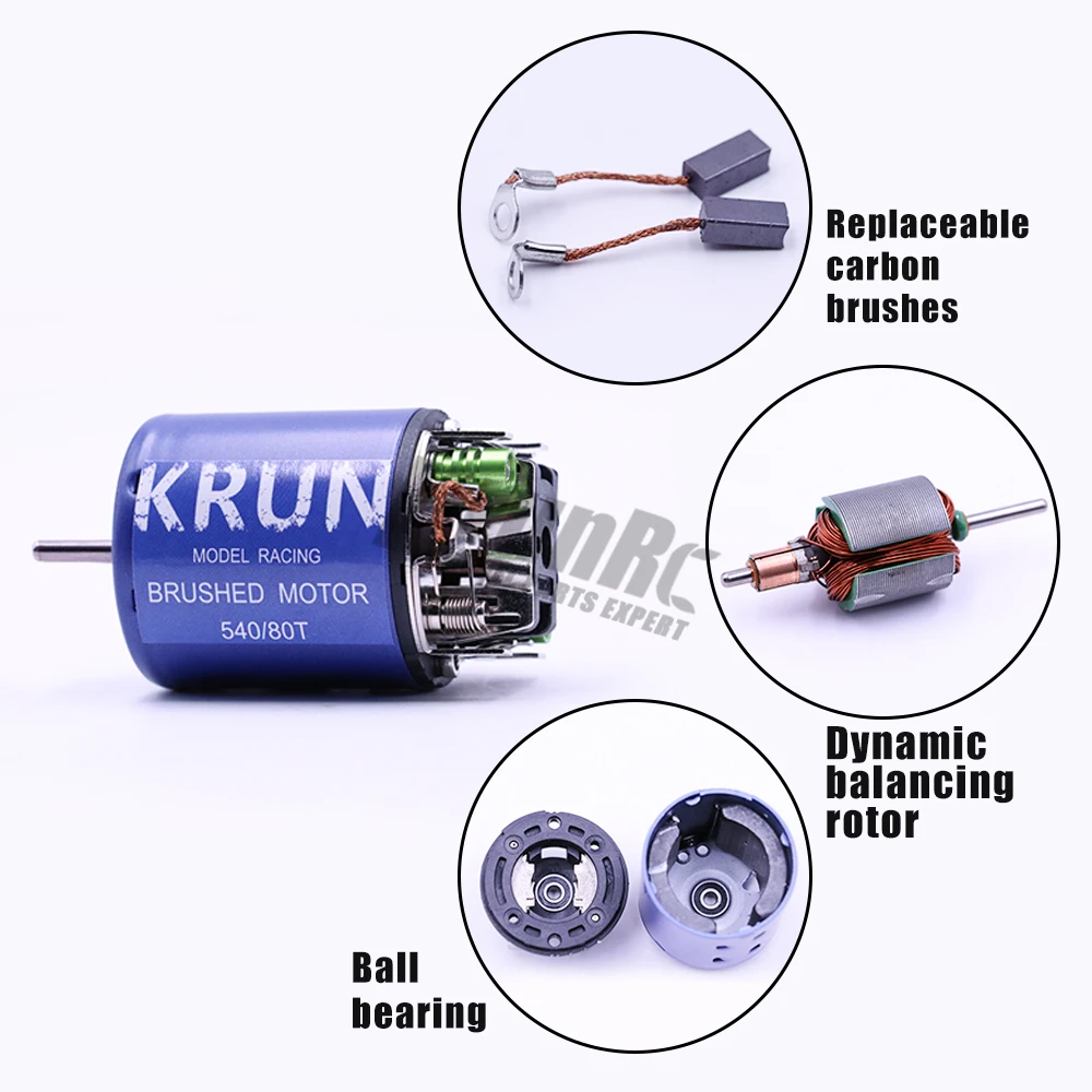 Щеточный двигатель KRUNRC 540 21T 35T 45T 55T 80T для бездорожья скалолазания