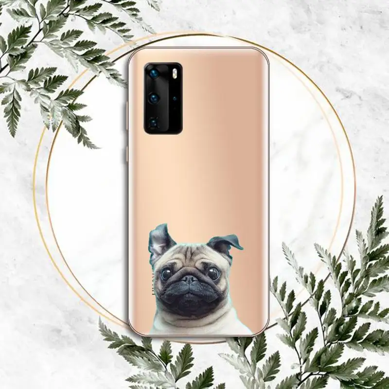 

Pug Dog French Bulldog Phone Case Clear Transparent for huawei honor P 40 30 20 lite Pro 10 i 8 9 x p smart 2019