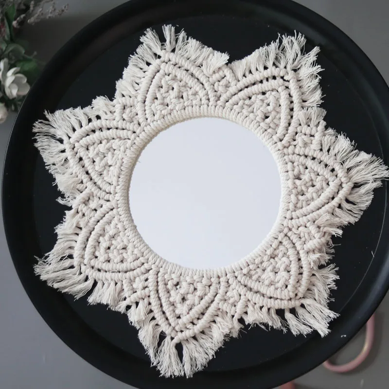 Богемный настенный подвесной гобелен зеркало макраме ручной работы хлопковая