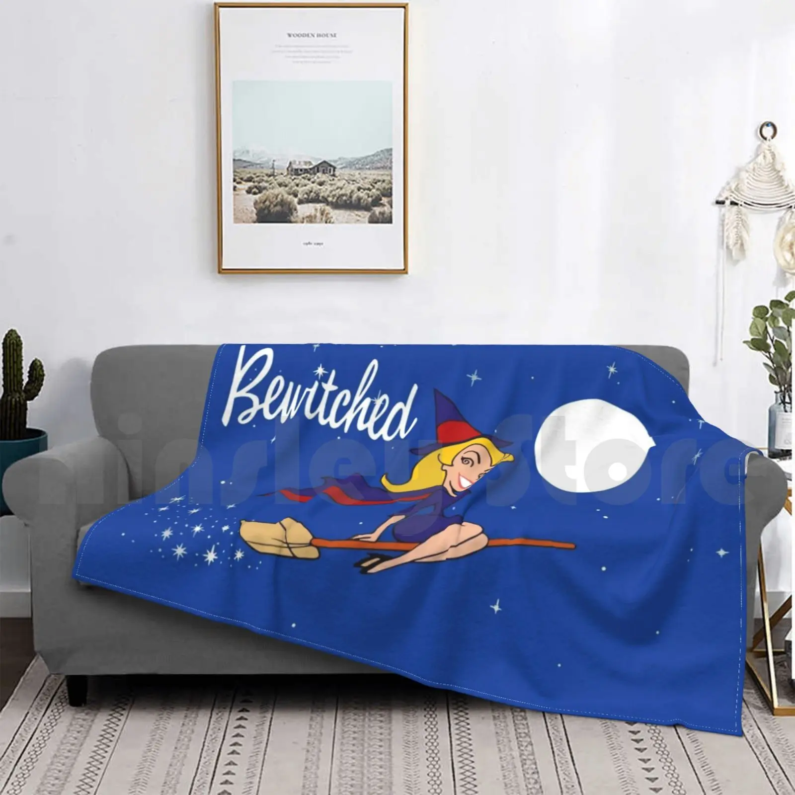 Одеяло Bewitched 60-х годов в стиле ретро для дивана-кровати путешествий мультфильм