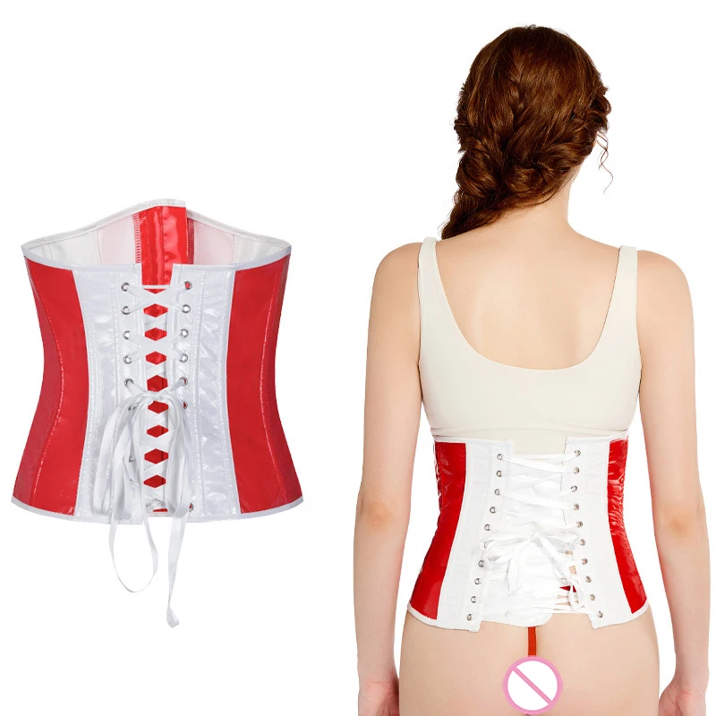 Глянцевый тренировочный корсет для талии из ПВХ пикантный под грудью женское