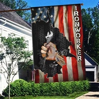 ironworker flag 3d full printing garden flags hanging house flag garden flag decoration double sided printing