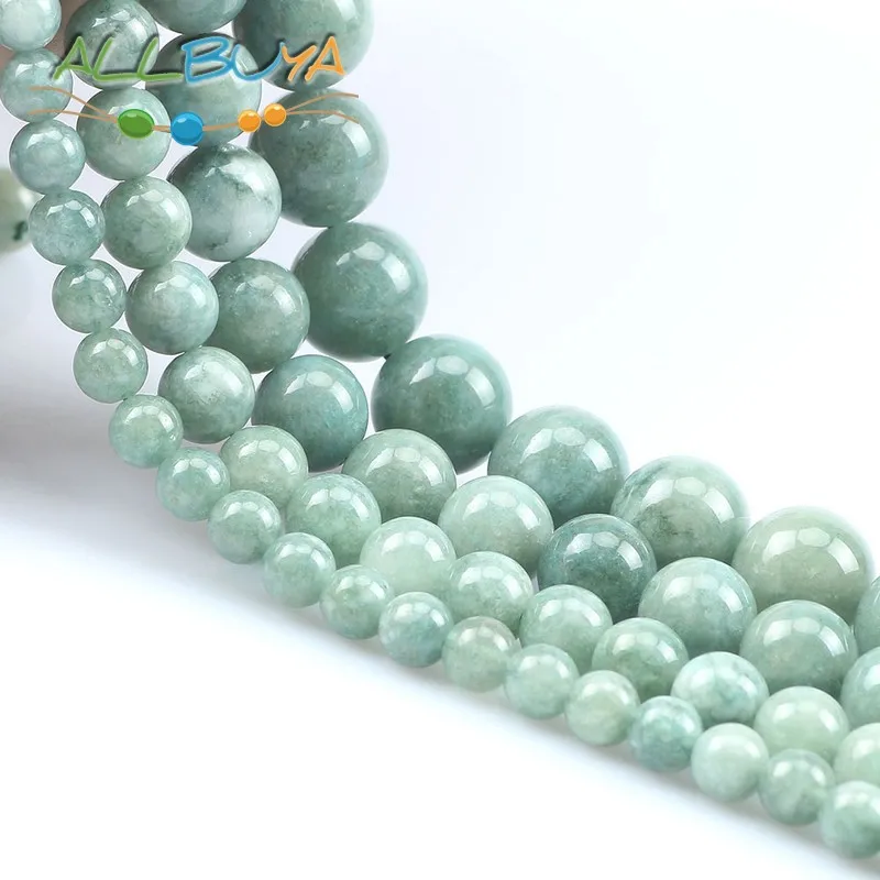 6 8 10 12 мм бусины из натурального камня гладкие зеленые бирманские нефрита для