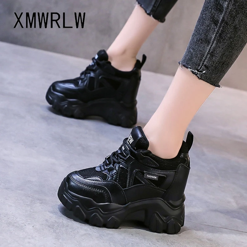 Женские кроссовки на массивном каблуке XMWRLW осень 2021 модные повседневные кожаные