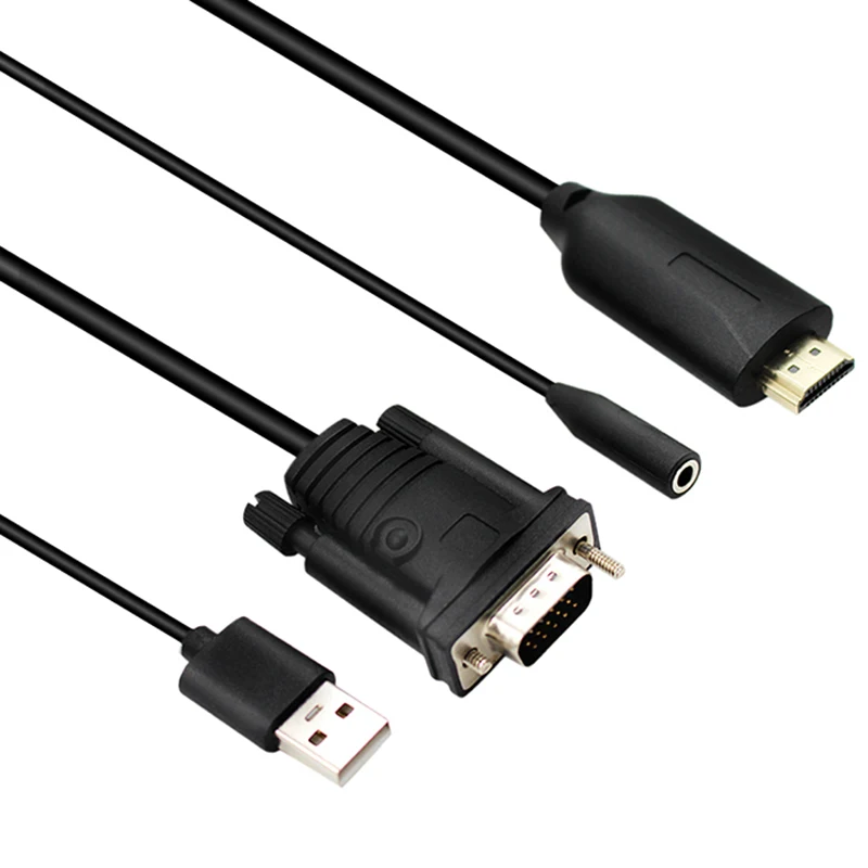 HDMI к Vga конвертер с кабелем 1 8 м цифро-аналоговый сигнал USB и o | Электроника