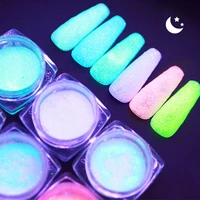 clubbing glow in the dark glitter suger nials powder 6 colors dipping 0 2 0 6mm manicure diy luminous flashing nail glitter 2021