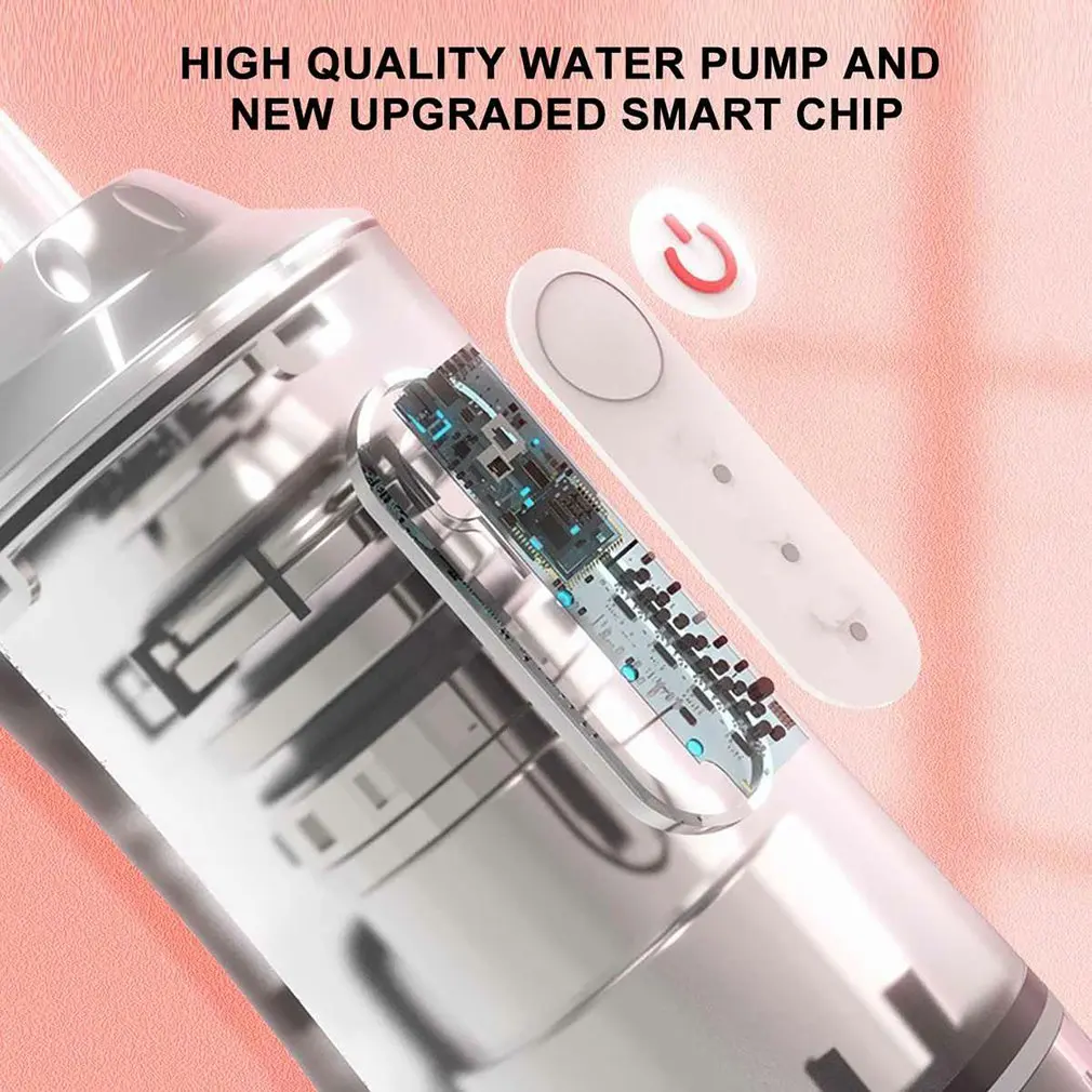 

Oral Irrigator Usb Rechargeable Water Bleaching Portable Water Jet Floss Teeth Cleaner Big Water Tank With 4 Nozzle