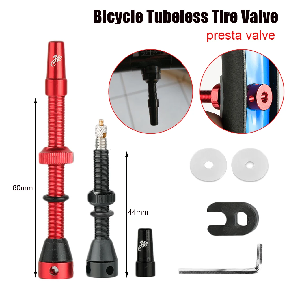 

2PCS Bicycle Tubeless Presta Valve Stem 44mm/66mm F/V Tire Valve Brass Core Brass Stem W/ Alloy & Tool Valve Stem Kit