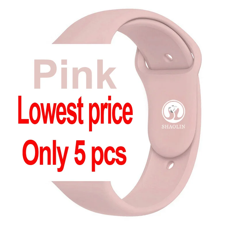 Pink-Only 5 pcs Мягкий силиконовый сменный спортивный ремешок для 38 мм apple Watch Series1 2 42 мм наручный браслет ремешок для часов apple Sports Edition - Цвет: Pink-Only 5 pcs