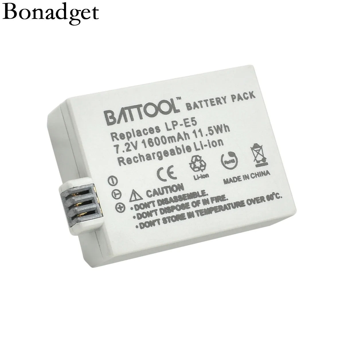 Аккумулятор Bonadget 7,2 V 1600mAh LP-E5 LPE5 LP E5 для камеры Canon EOS Rebel XS, Rebel T1i, Rebel XSi, 1000D, 500D, 450D