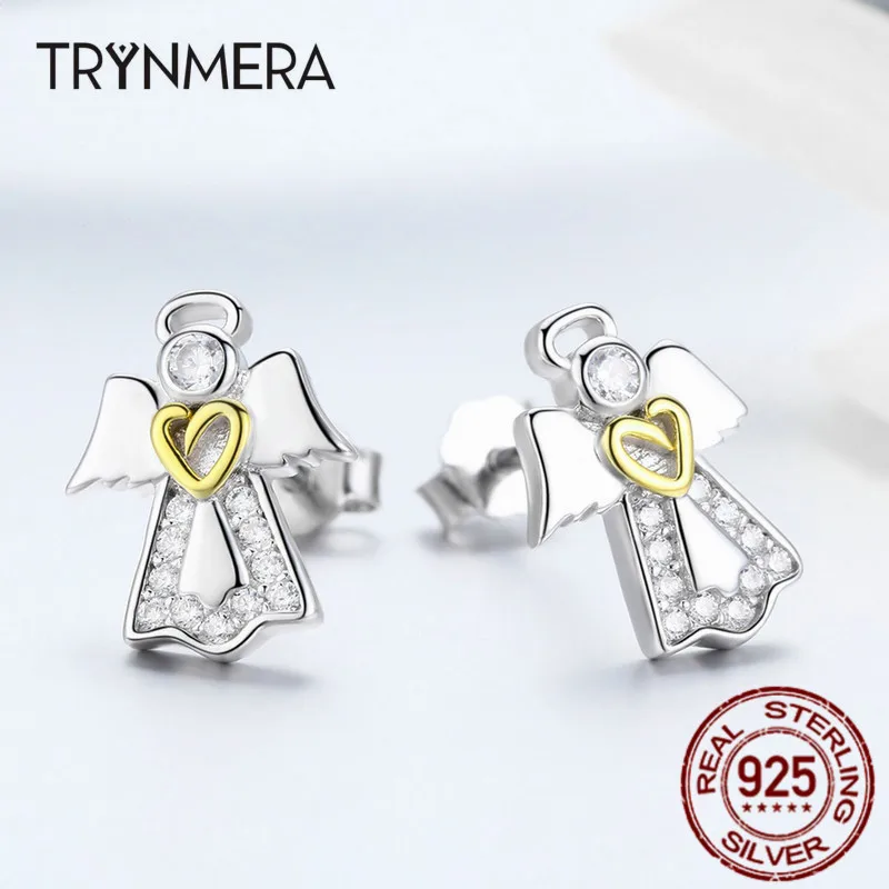 

Trynmera Hot Sale high quality 925 Sterling Silver Guardian Angel Exquisite Stud Earrings for Women Fashion Silver Jewelry fo
