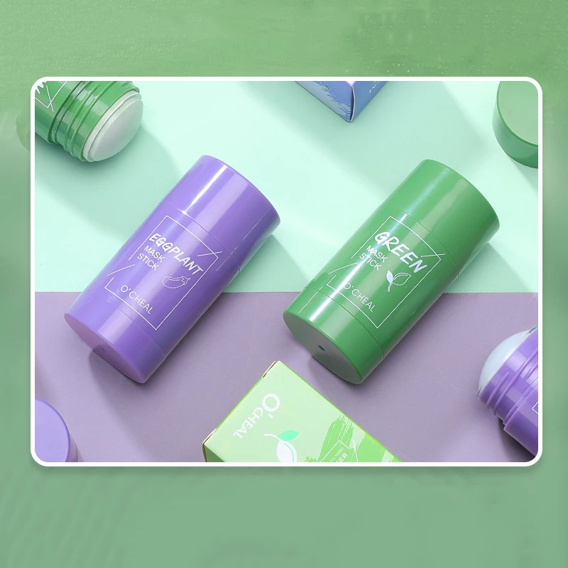 

Girl Green Tea Solid Mask Deep Cleaning Mud Mask Stick Oil Control Anti-Acne Eggplant Masks Purifying Clay Stick Mask Skin Care