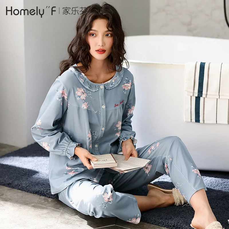 

Пижама для женщин на весну и осень Натуральный Хлопок Домашняя одежда с длинными рукавами для детей из чистого хлопка тонкие сандалии для с...