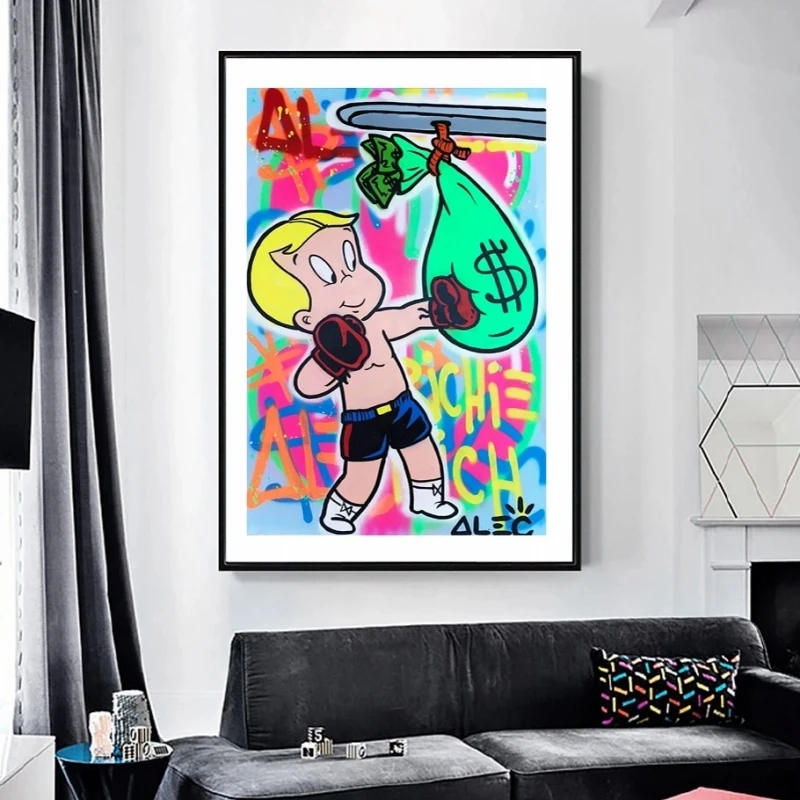 

Alec Monopoly Richi Money Graffiti Art Canvas Paintings On the Wall Art Posters and Prints Street Art Canvas Pictures Home Decor