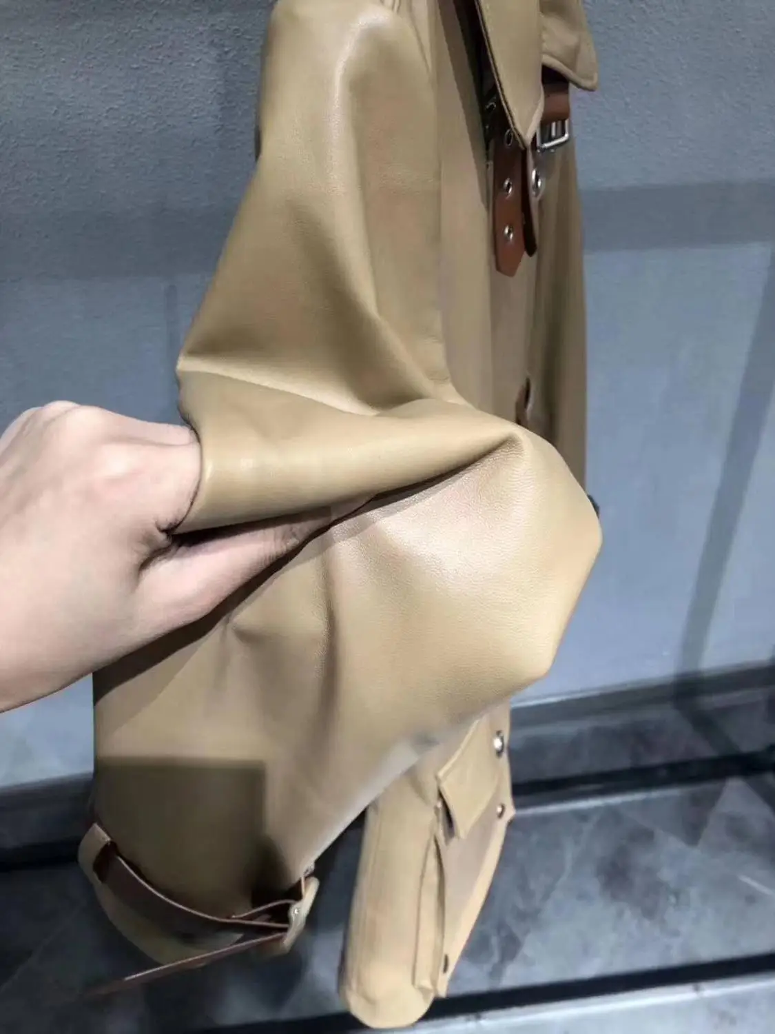 

Coat Women Spring Slim Genuine Leather Jacket 2021 New Arrival Real Sheepskin Overcoat With Sashes Moto & Biker Style Female