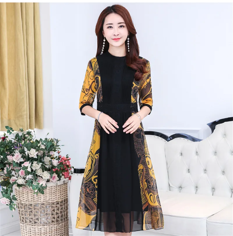 Yellow Retro Summer 2020 Chinese Dress Famale Vintage Women Dresses Large Sizes 5XL Vestidos Mujer FYY647 | Женская одежда