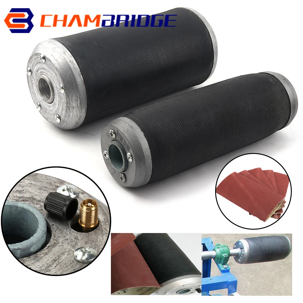 

3"x9" 4"x9" Pneumatic Sanding Drum Rubber Sleeve Tube with 5pcs Sanding Belt for Polishing Wood Workpiece Surface Processing