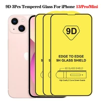 9d 3pcs full cover glass for iphone 11 12 13 mini pro max screen protector tempered glas for iphone x xr xs max protective glas