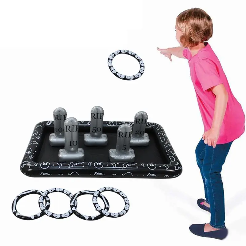 

Inflatable Tombstone Headstone Ring Toss Game Lightweight, Deflated and Foldable Halloween Party Props for Children