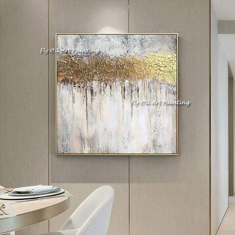 

gold foil thick 100% Hand Painted Abstract Oil Painting On Canvas large size Modern Canvas Art Paintings For Living Room Decor