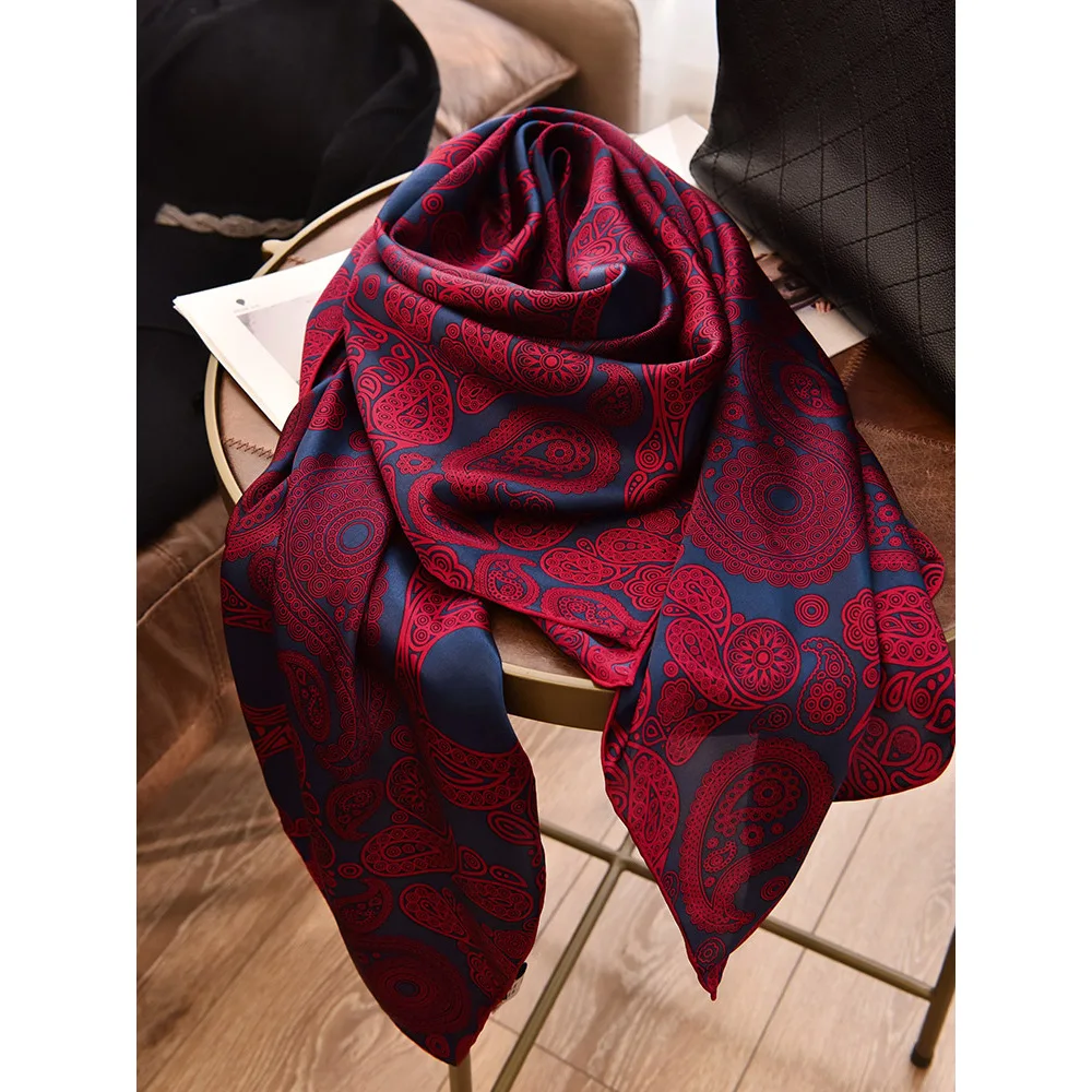 100% шелковый квадратный шарф женская мода элегантная Роскошная брендовая бандана