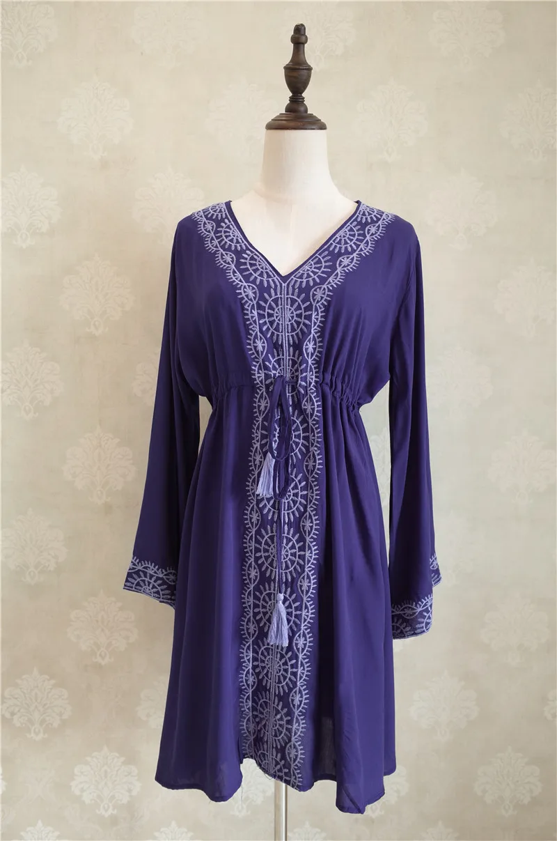 Хлопковая Пляжная накидка с вышивкой для плавания парео пляжная одежда бикини