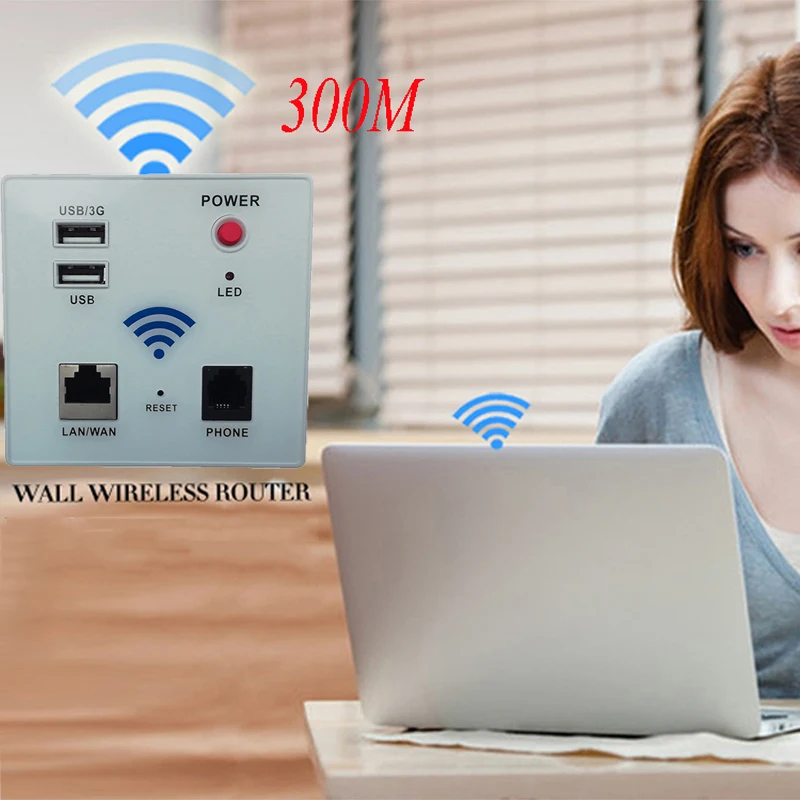 

3G Type 86 Wireless WIFI Repeater Extender Wall Embedded With 2 USB Router Panel Network Socket Signal Enhancement