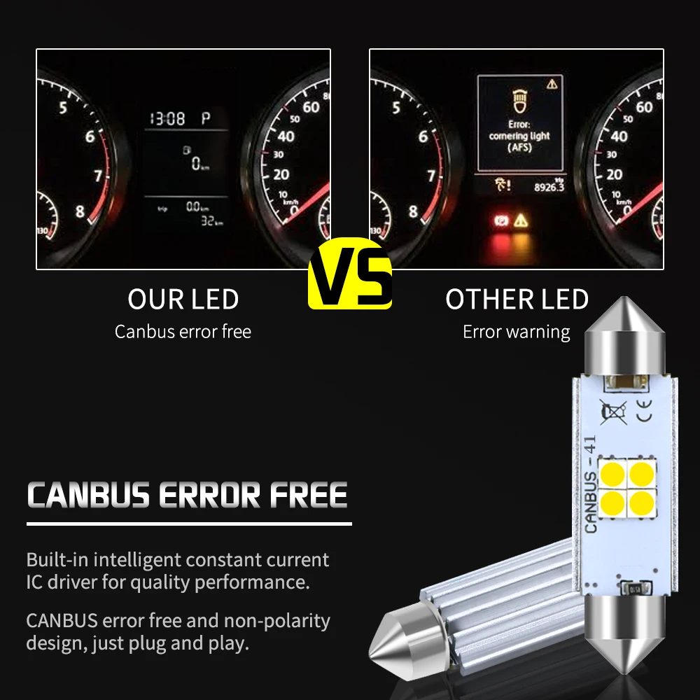 2x C5W LED CANBUS лампа гирлянда 31 мм 36 41 интерьер автомобиля огни для Volkswagen VW Golf 4 5 6 7 Passat