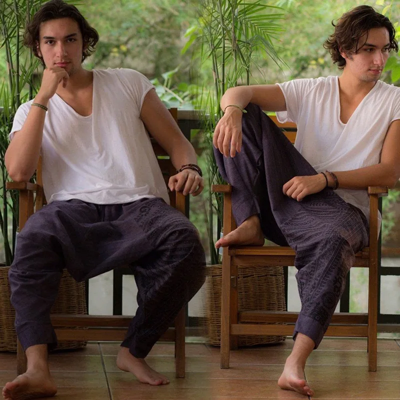 Мужские женские средневековые викингские пиратские широкие брюки Шаровары Индийские Пакистанские повседневные брюки Таиланд Хиппи Висячие широкие брюки.