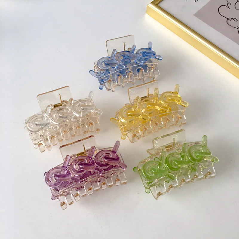 

Women's Hairpins Jelly Color Trendy Hair Clips Side-Clip Elegant Hair Accessories Korean Headdress Knotted Barrettes Claw Clips