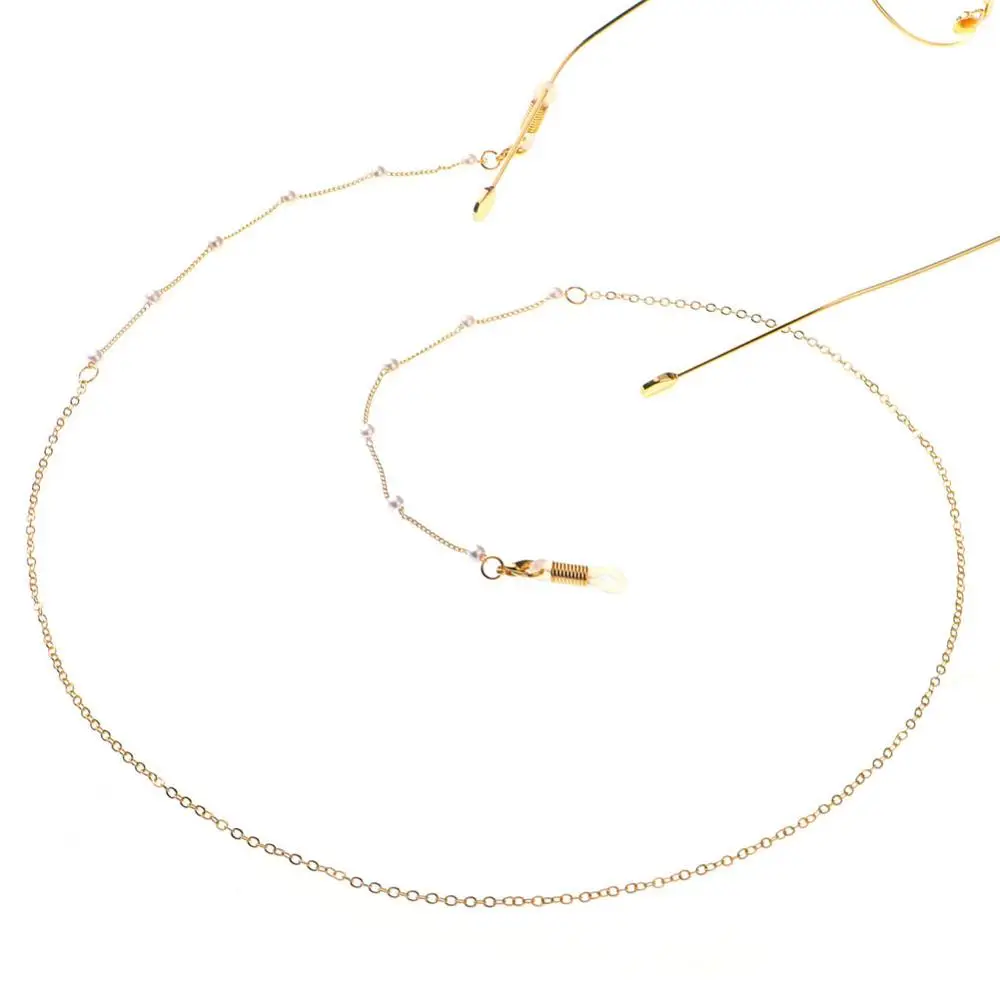 Модная цепочка для очков чтения с искусственными жемчужными бусинками и мини-бусинами, ремешок для солнцезащитных очков, не скользящая нить для ожерелья.