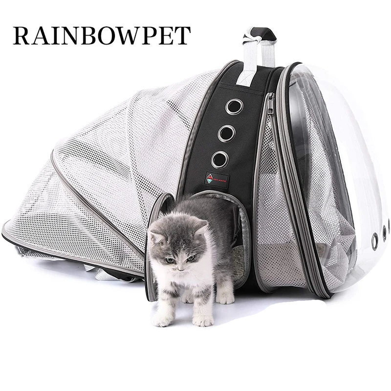 

Expandable Cat Backpack Window With Breathable Mesh Pet Cat Bag Transporter Outdoor Cat Carrier Pouch For Travel