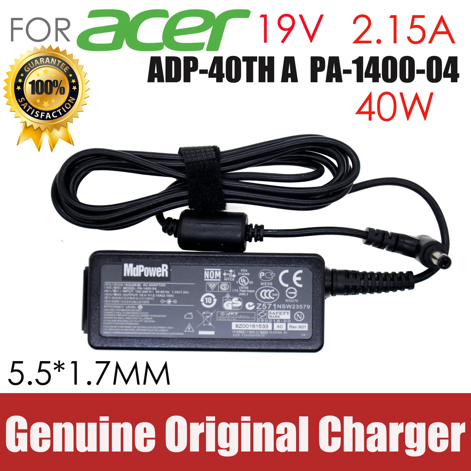 Оригинальный блок питания для ноутбука ACER 19V 2.15A ADP 40TH A 40W адаптер переменного тока