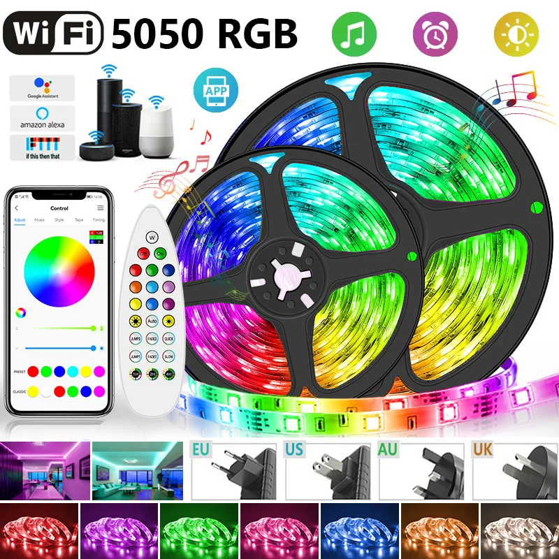 

WIFI NEW LED Strips Light Flexible RGB 5050 Decoration Bluetooth BackLight Lamp lights Luminous String Controller For Bedroom