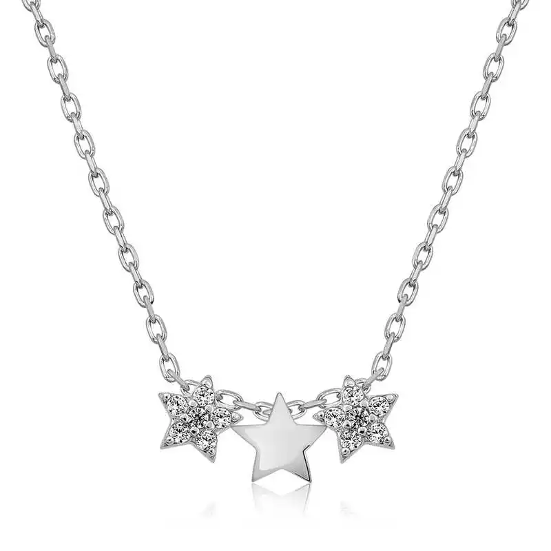 

Real Silver 925 Jewelry Silver Three Star Necklace