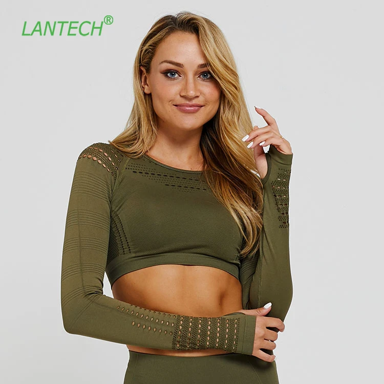 LANTECH женские спортивные топы для йоги, бесшовные укороченные топы, одежда для фитнеса, компрессионные колготки, спортивные тренировки, Омбре, спортивная одежда
