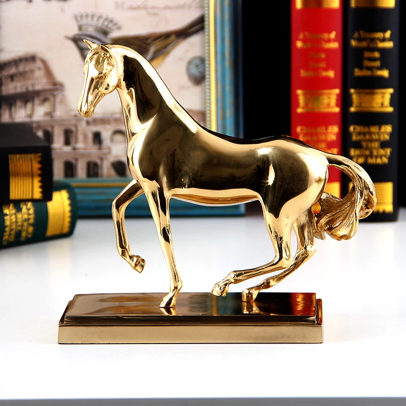 

Креативный домашний Золотой медный Декор лошади абстрактный металлический конь фигурка успеха декора декоративная металлическая статуя л...