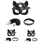 3 шт. 40 см лисий хвост Анальная пробка ошейник сексуальная маска кошка экзотический сексуальный продукты для взрослых игры бондаж БДСМ интимные игрушки для женщин
