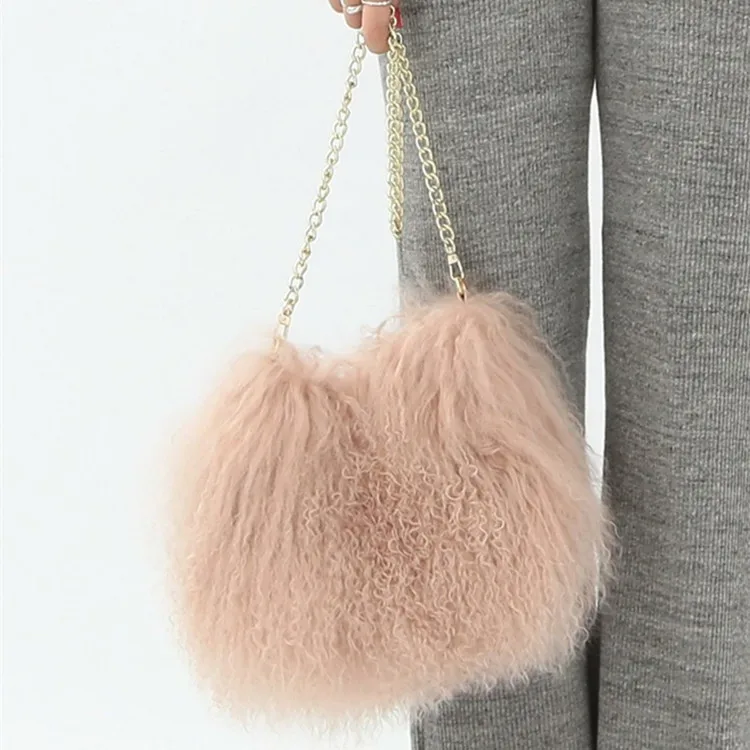 Модные высококачественные милые мягкие сумки из натурального меха маленькая