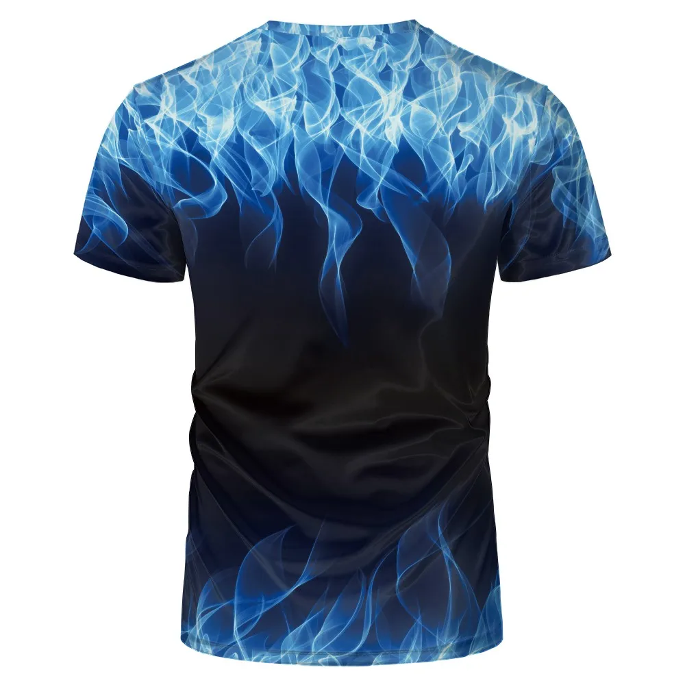 

3d Flame Printing (available In Seven Colors) Summer Breathable Men's Tee T-shirt, Fashionable New Large Size T-shirt