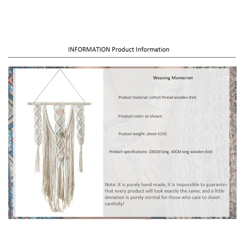 

Hand-Woven Pendant Macrame Wall Hanging Art Woven Tapestry Bohemian Crafts Decoration Gorgeous Tapestry