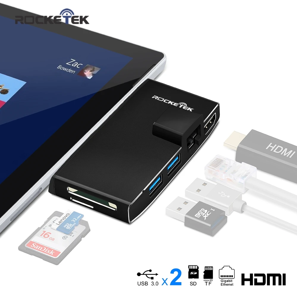 Rocketek USB 3 0 HUB кард ридер 4K HDMI Совместимость 1000 Мбит/с Gigabit Ethernet адаптер SD/TF Micro SD для