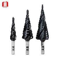 binoax m35 tialn coated step drill bit for stainless steel and hard metal hss co 3 flutes woodworking drill
