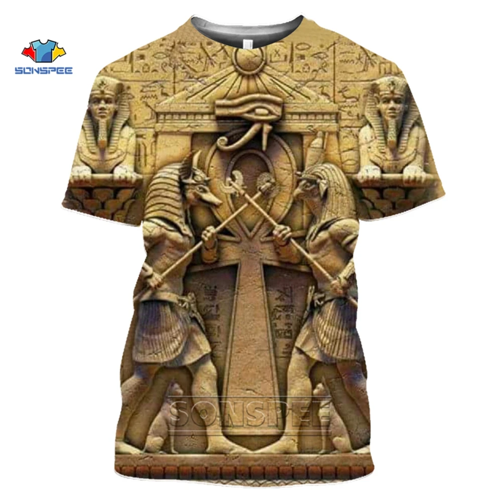 SONSPEE 3D T Shirt Printed Ancient Egyptian Men/women Vintage Streetwear T-shirt Youth Retro Egypt Tshirt Summer Top Clothes