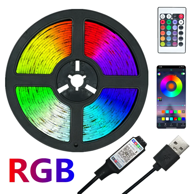 

Светодиодная лента RGB 2835 цветов Bluetooth USB ИК-пульт дистанционного управления Гибкая лампа лента Диодная DC5V TV подсветка ночное освещение свето...