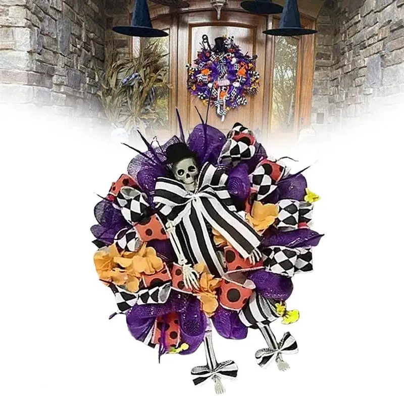 

Венок на Хэллоуин, украшение для двери на Хэллоуин, подвеска, искусственный венок, фотореквизит для домашнего декора комнаты