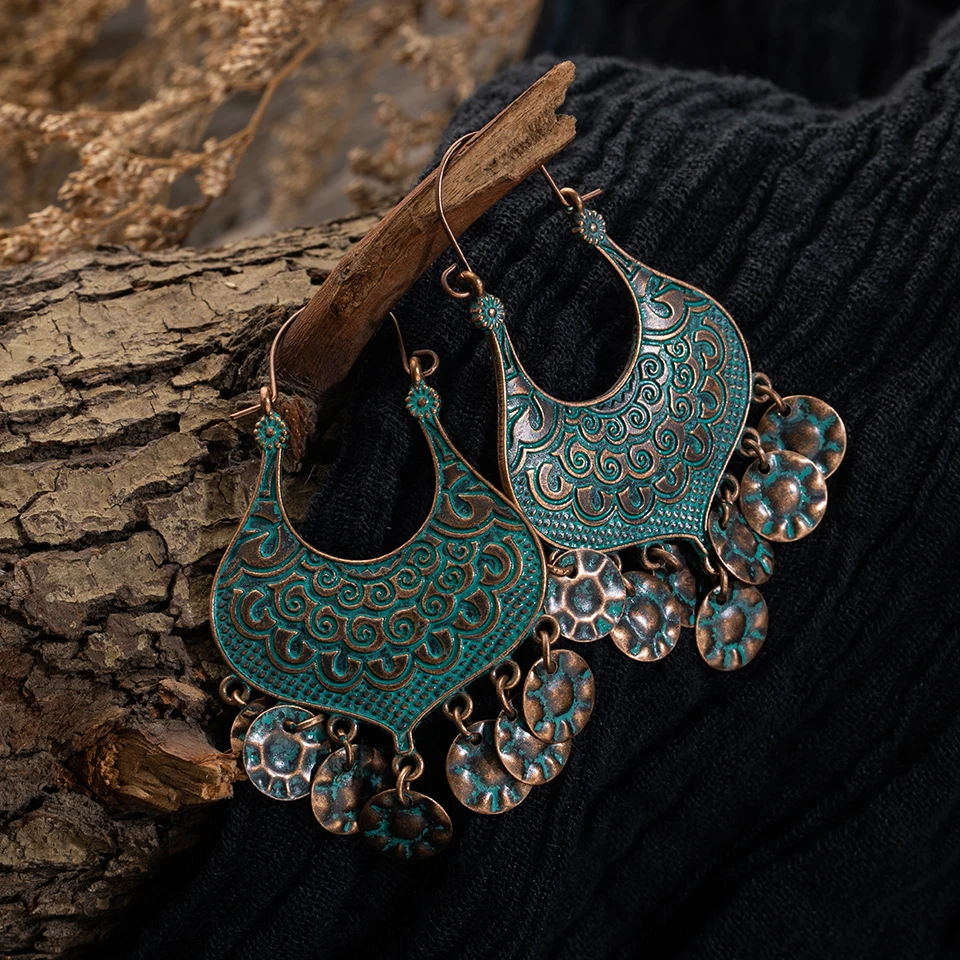 Модные женские серьги 2019 винтажные антикварные Бохо вафли кисточки Висячие для