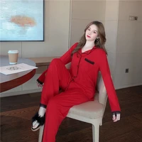 pajamas women autumn and winter new products modal cotton peach heart comfortable and cute cardigan long sleeve suit home